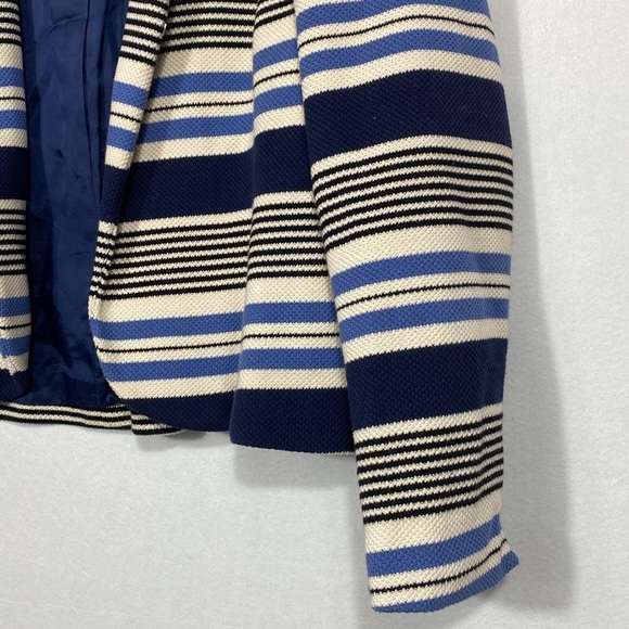 Anne Klein Stripe Tulip Hem Jacket Blue and Cream - Picture 4 of 14